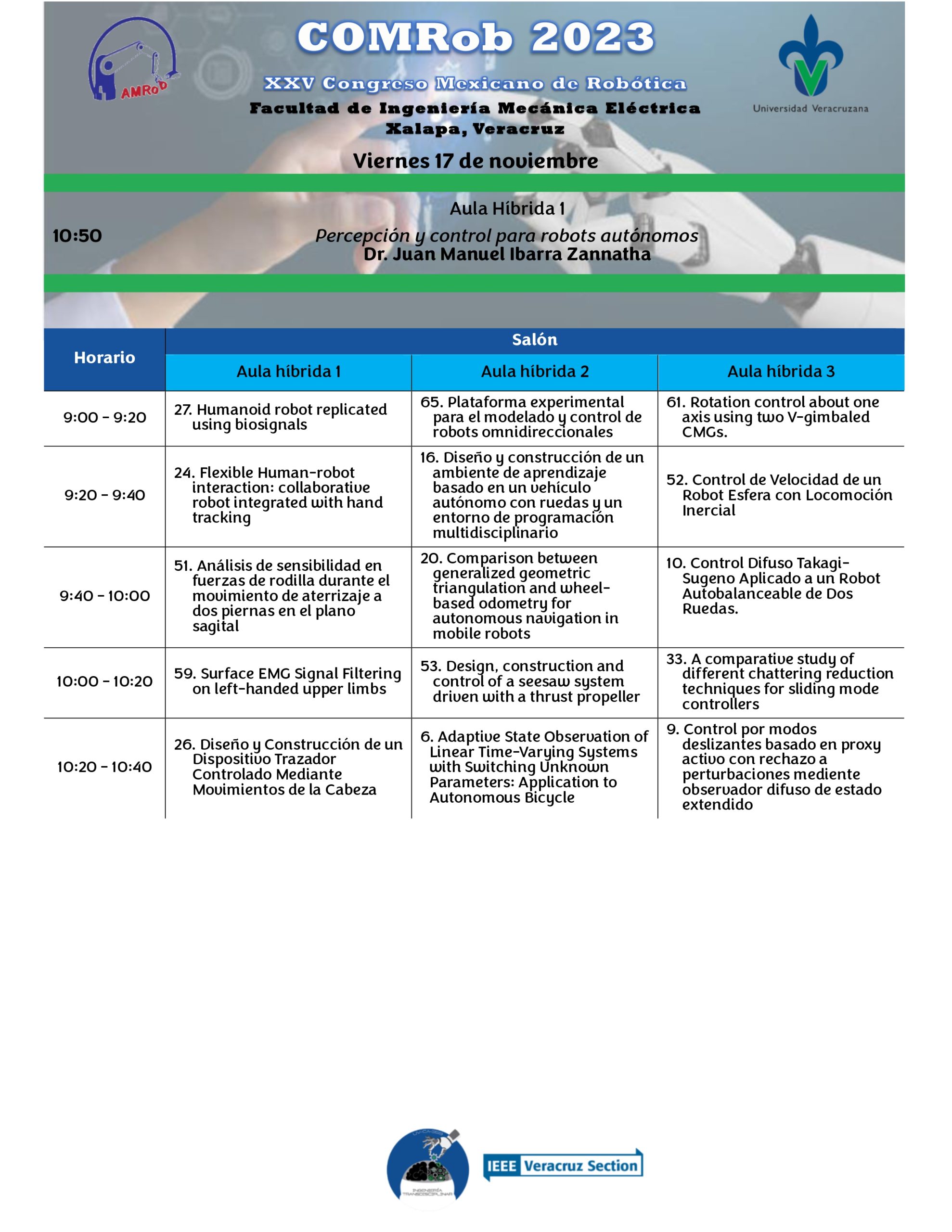 Programa T Cnico Comrob Xxv Congreso Mexicano De Rob Tica Comrob