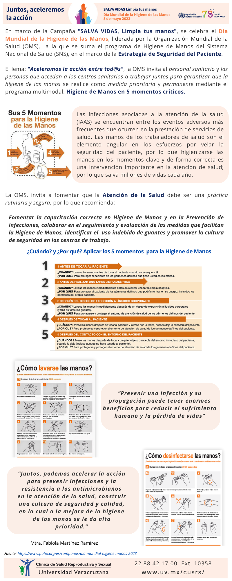 Infografía Día Mundial de la Higiene de las Manos 05 de mayo 2023