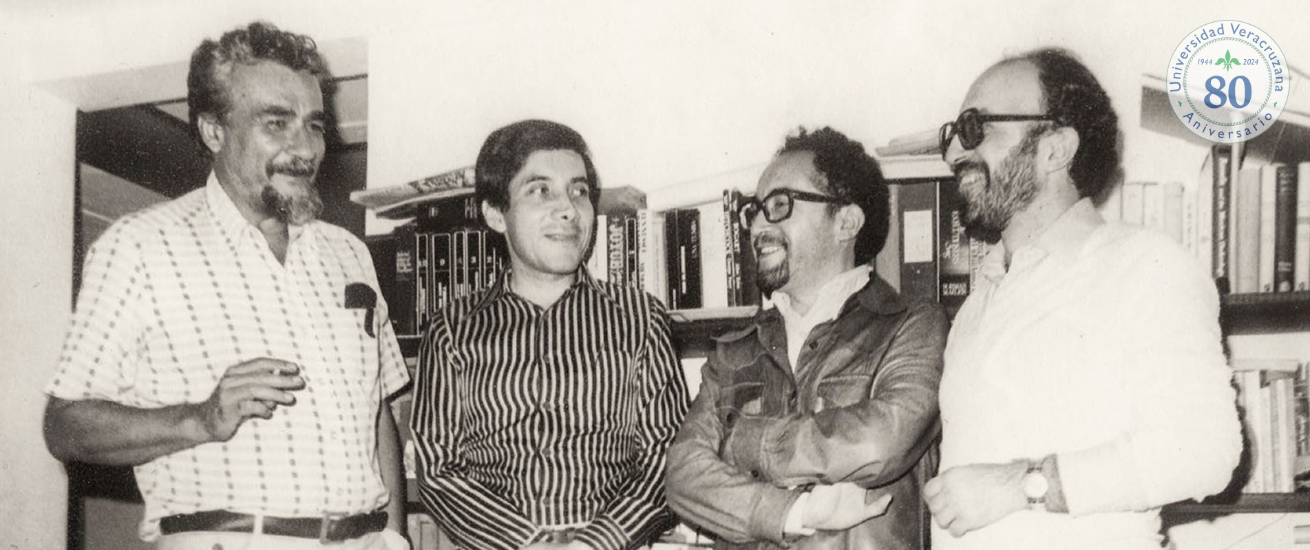 Miguel Donoso Pareja, Mario Muñoz, Renato Prada Oropeza y Jorge Ruffinelli. Xalapa, Ver. 1976. Fotografía: Elda Rojas de Prada