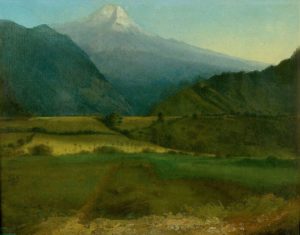 Vista del Citlaltépetl desde Orizaba. Anónimo, óleo sobre tela, 33.4 x 40.4 cm. Colección de pintura del siglo XIX y principios del XX. Universidad Veracruzana. Fotografía: Rafael Doniz