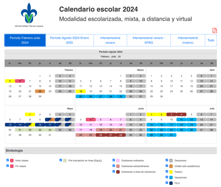 Calendario Escolar 2024 Facultad de Derecho