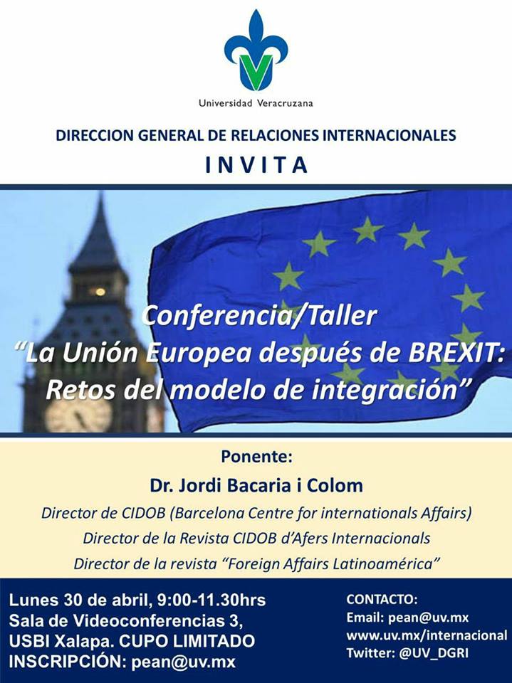 Cartel: Conferencia / Taller “La unión Europea después de BREXIT retos del modelo de integración”