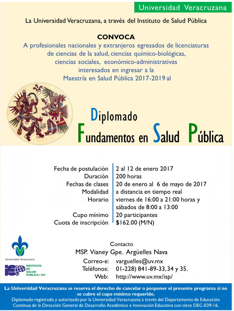 Cartel Diplomado Fundamentos En Salud Publica Maestría En Salud Pública Región Xalapa