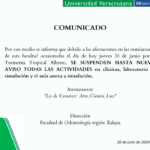 Imagen Suspensión de actividades en Clínicas Fac. Odontología Xalapa