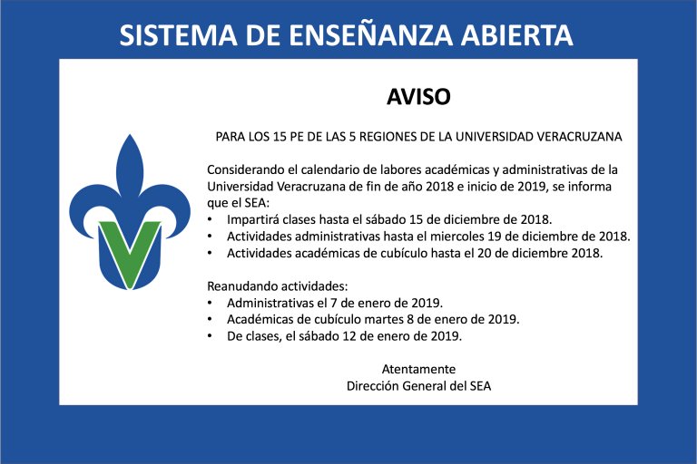 Aviso Para Los 15 Pe De Las 5 Regiones De La Universidad Veracruzana Sistema De Enseñanza