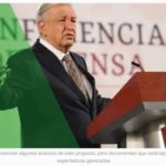 Presidente Lòpez Obrador hablando en una conferencia de prensa.