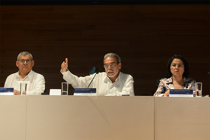 Juan Ortiz Escamilla, Martín Aguilar Sánchez y Lizbeth Viveros Cancino, durante la sesión ordinaria del CUG 
