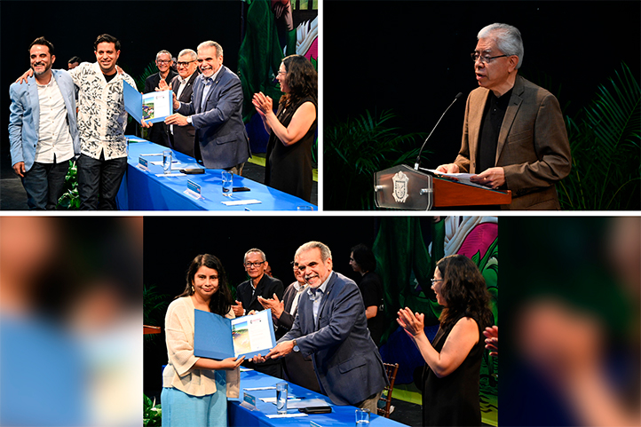 Arely León Sánchez, Grupo Merequetengue y José Luis Martínez Suárez, recibieron el premio al Mérito Universitario en Promoción de la Lectura 