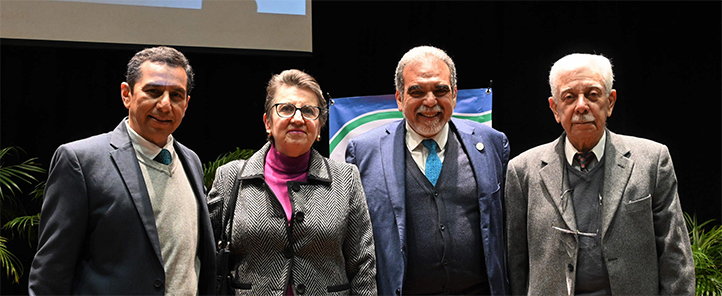 Miguel Ángel Cano, titular de la DPCM y coordinador de la obra, Adriana Niembro, Martín Aguilar y Alejandro Mendoza, al finalizar la presentación 