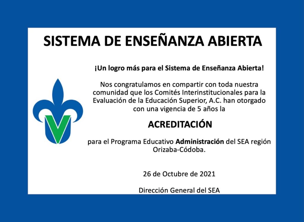 Acreditación Sea Administración Orizaba 2021 Sistema De Enseñanza Abierta